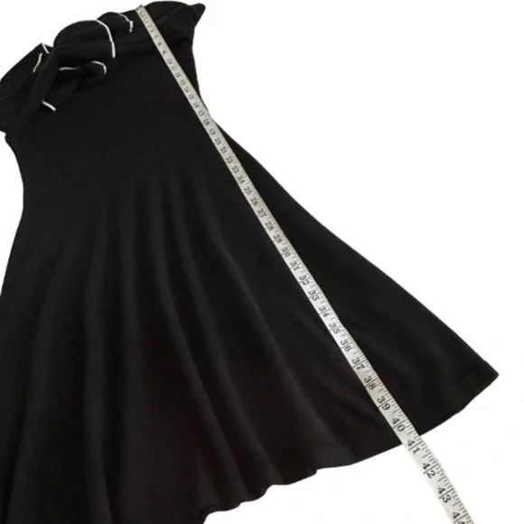 Vince Camuto Women S Black & White Sleeved Ruffled Fit & Flare Midi Knit Dress - Picture 11 of 13